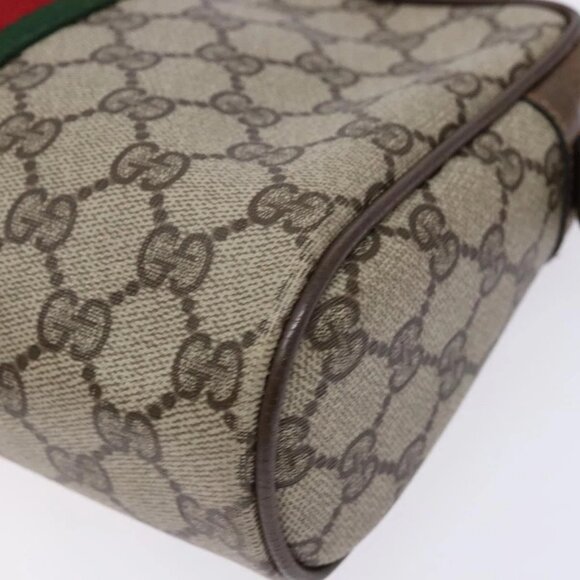 GUCCI GG Supreme Web Sherry Line Clutch Bag PVC Beige Red 63 01 012 Auth 135068 - Picture 9 of 16